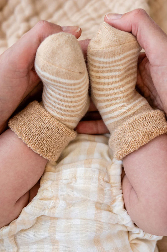 Organic undyed cotton 3 pack Striped socks