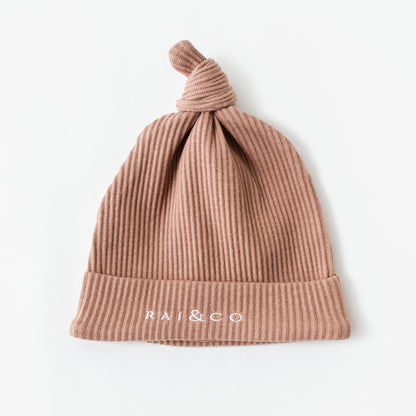 Baby Beanie Ribbed Knotted