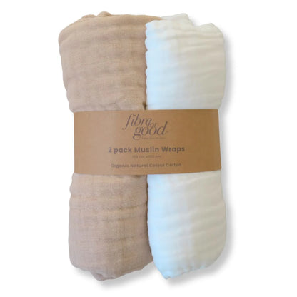 Organic Undyed Cotton Muslin Wrap 2 Pack