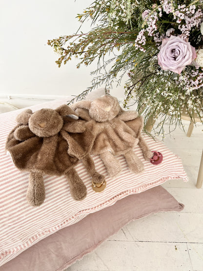 rai&co baby comforters- chocolate and pearl beige