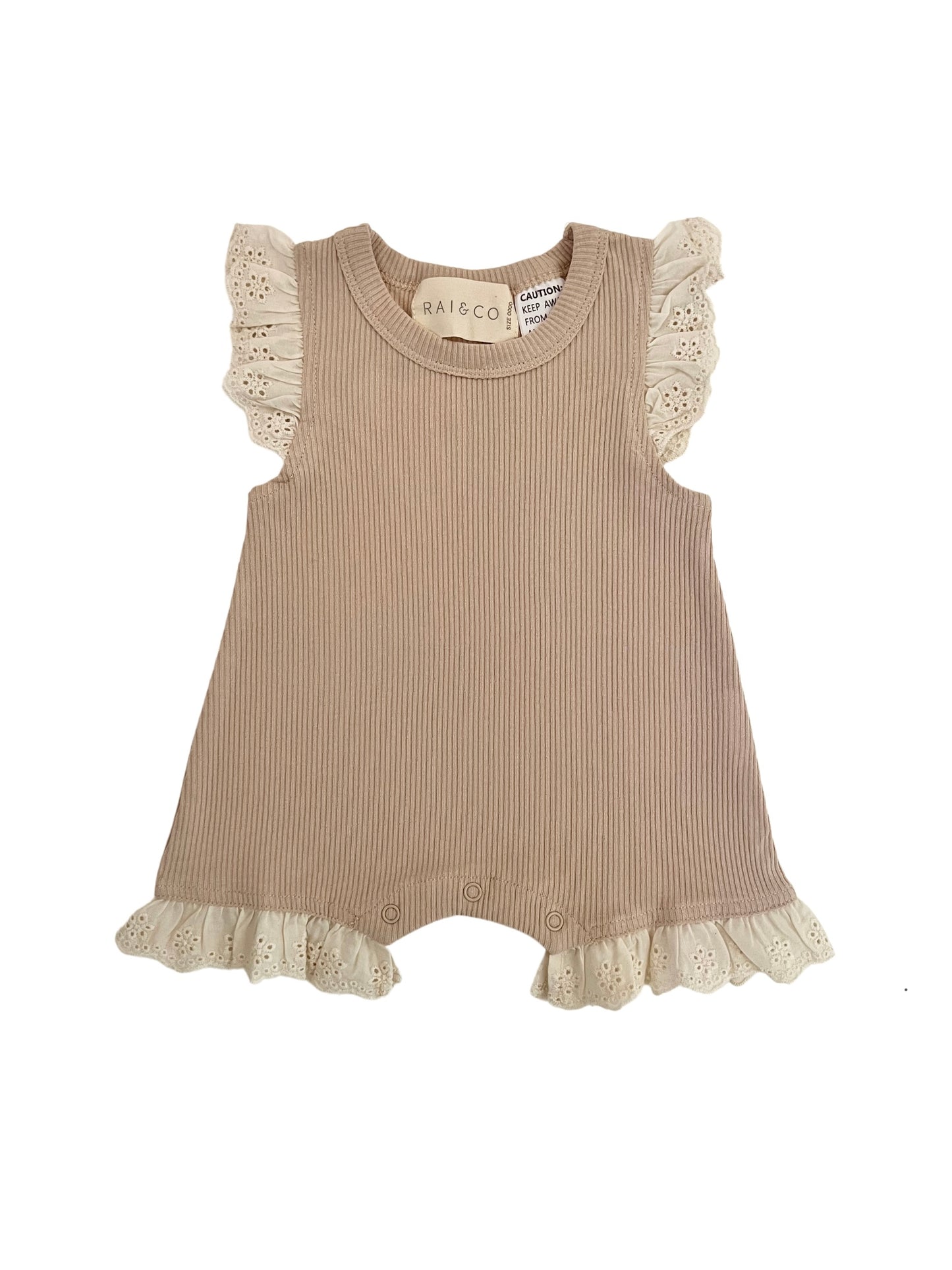 Mini Ribbed Lace Frill Romper